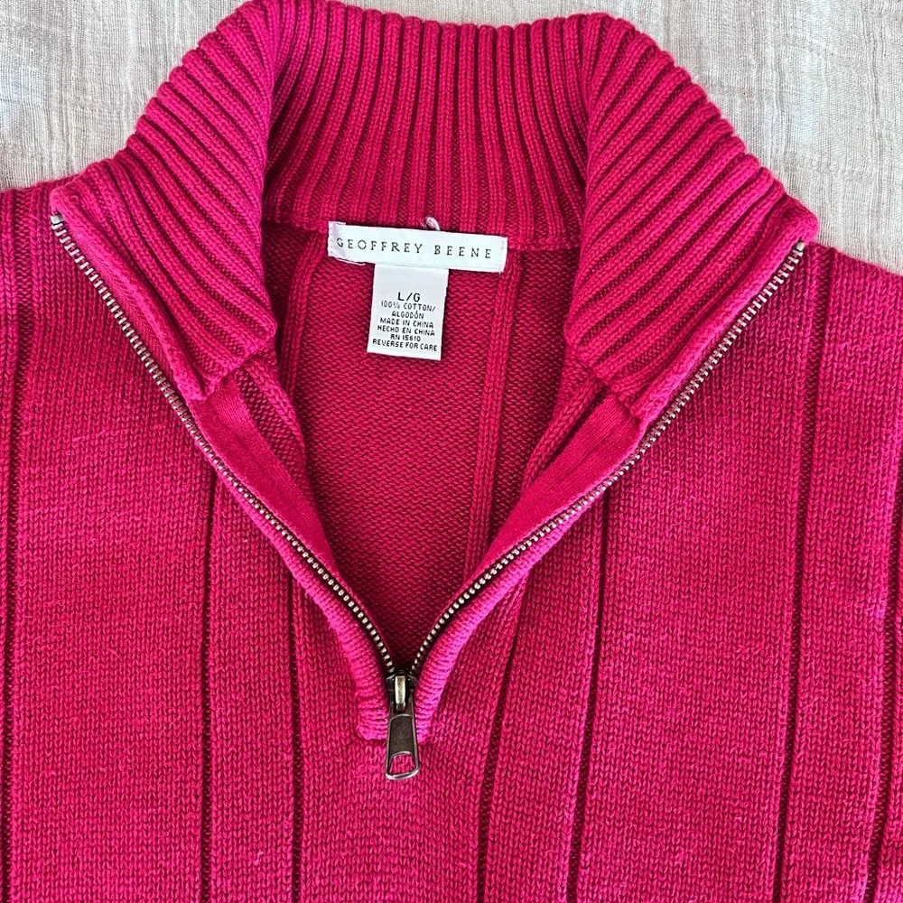Geoffrey Beene Red Half-Zip Sweater | 100% Cotton | Men’s Large